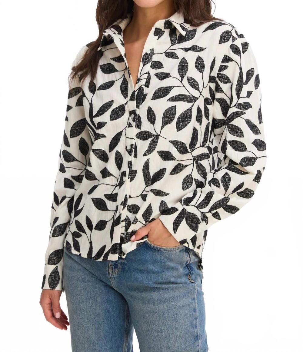 NEW ALLISON NEW YORK embroidered nina shirt in white/black